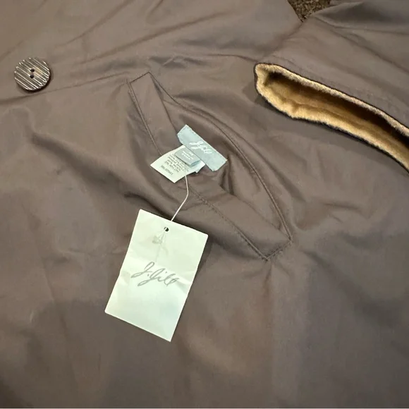 J. Jill Brown Wool Coat Tan Neutral Reversible Longline Jacket Light Size M - Picture 14 of 16